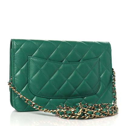 Chanel Lambskin Quilted Wallet On Chain WOC Green 3 of 11