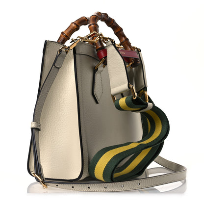 Gucci Textured Dollar Calfskin Web Small Diana Tote Bag Mystic White 3 of 15