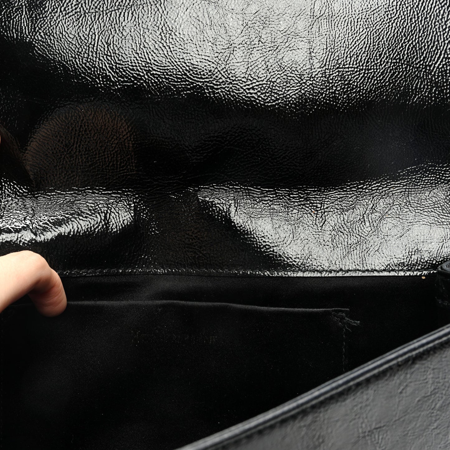 Textured Patent Monogram Large Belle De Jour Clutch Black