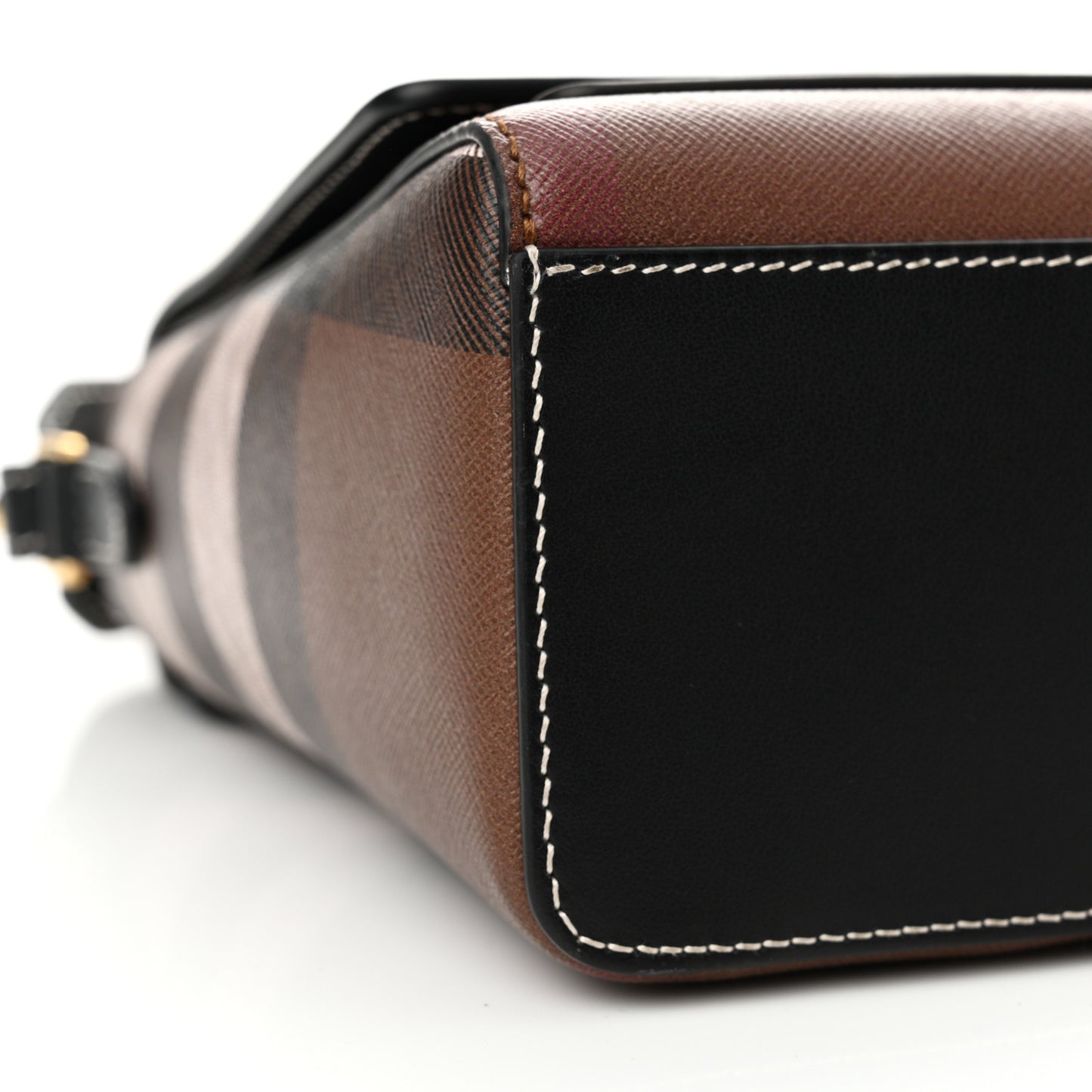 Calfskin Giant Check E-Canvas Note Crossbody Bag Dark Birch Brown