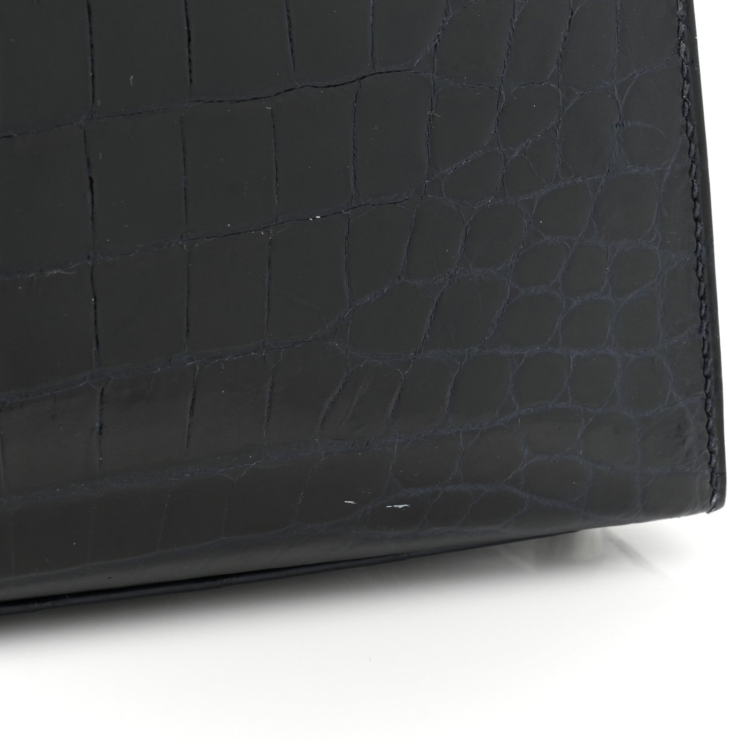 Hermes Shiny Niloticus Crocodile Kelly Sellier 28 Bleu Abysse 16 of 17