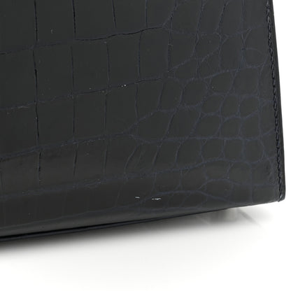 Hermes Shiny Niloticus Crocodile Kelly Sellier 28 Bleu Abysse 16 of 17