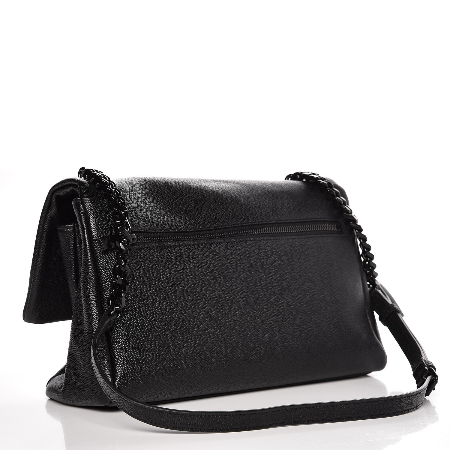 Saint Laurent Grain De Poudre Medium West Hollywood Monogram Fold-Over Black 3 of 7
