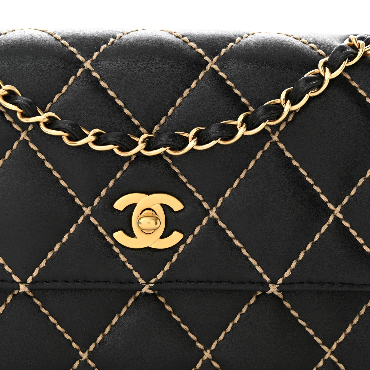 Chanel Calfskin Quilted Contrast Stitch Medium Flap Black 8 of 11