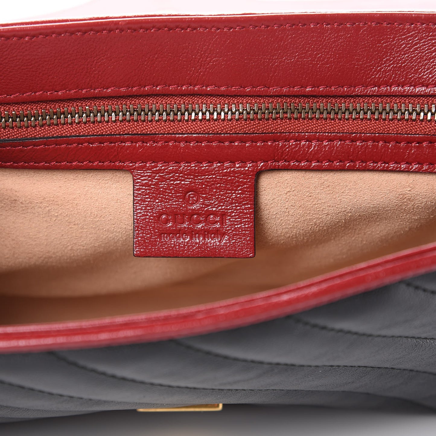 Vintage Effect Calfskin Matelasse Diagonal Small Torchon GG Marmont Shoulder Bag Black Romantic Cherry