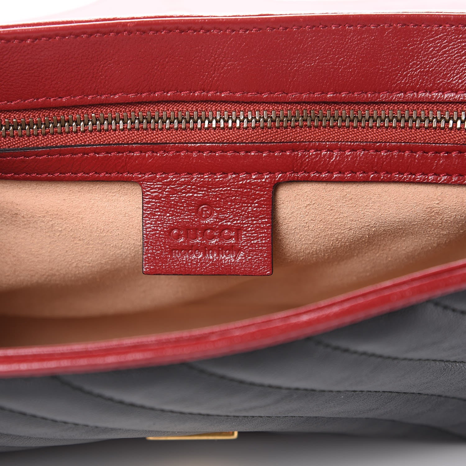 Gucci Vintage Effect Calfskin Matelasse Diagonal Small Torchon GG Marmont Shoulder Bag Black Romantic Cherry 6 of 10
