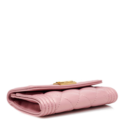 Chanel Metallic Lambskin Quilted Boy Card Holder Wallet Pink 4 of 11