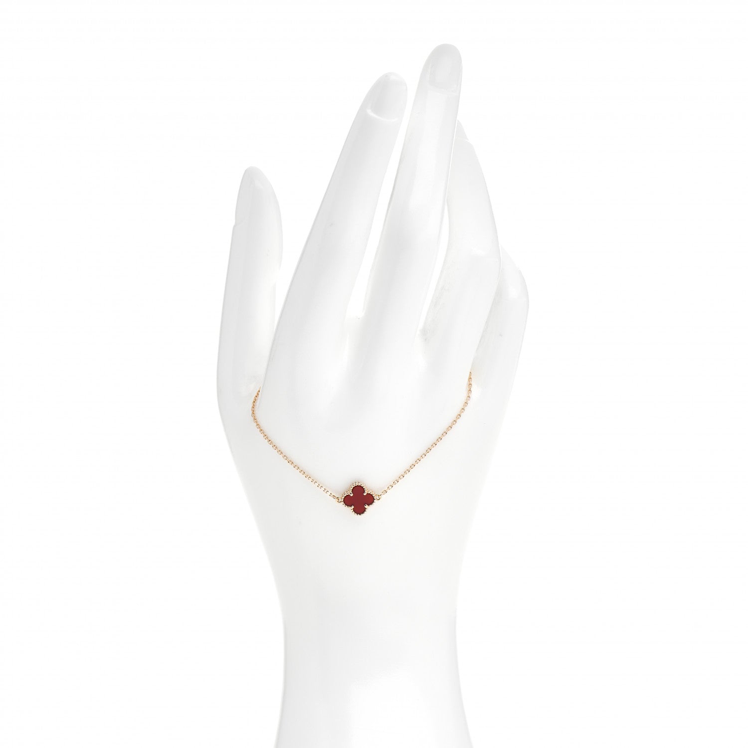 Van Cleef & Arpels 18K Rose Gold Carnelian Sweet Alhambra Bracelet 2 of 4