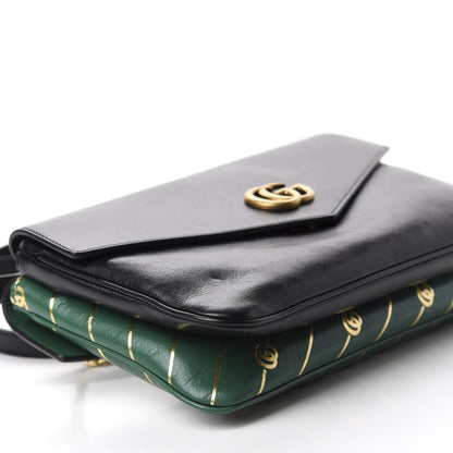 Gucci Calfskin Diagonal GG Medium Thiara Double Envelope Shoulder Bag Emerald Green Black 7 of 11