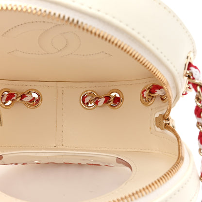 Chanel Lambskin Coco Lifesaver Round Bag Red White 5 of 11