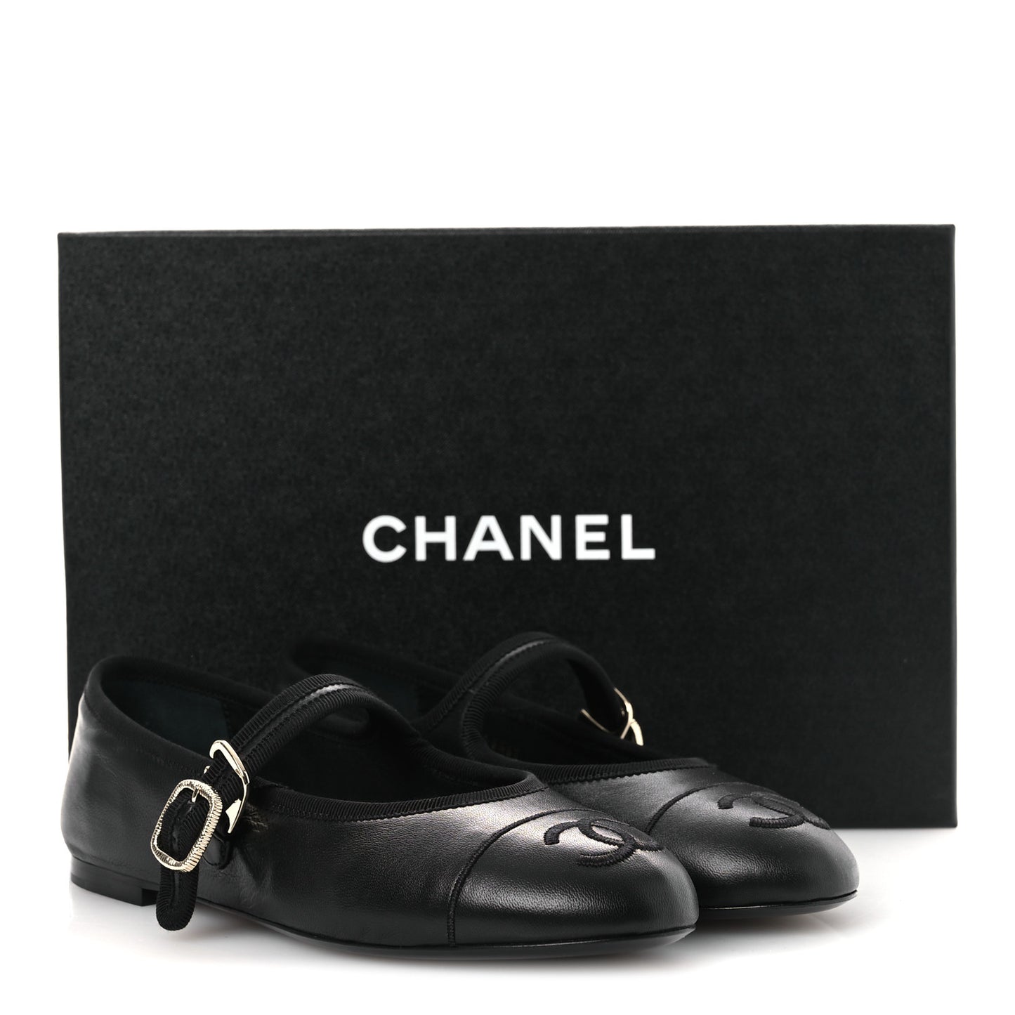 Lambskin Mary Jane Flats 37 Black