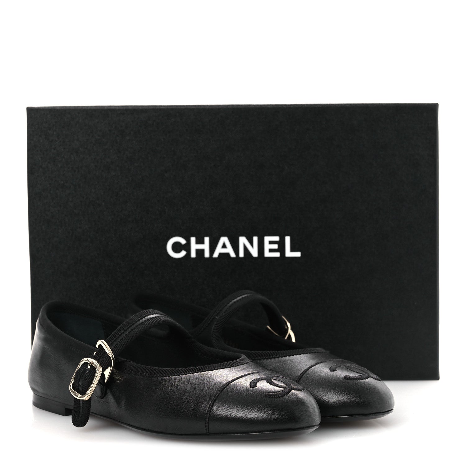 Chanel Lambskin Mary Jane Flats 37 Black 11 of 11