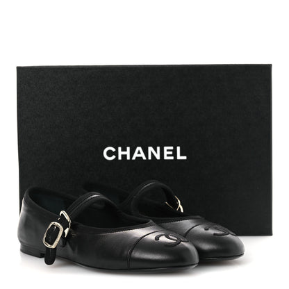 Chanel Lambskin Mary Jane Flats 37 Black 11 of 11