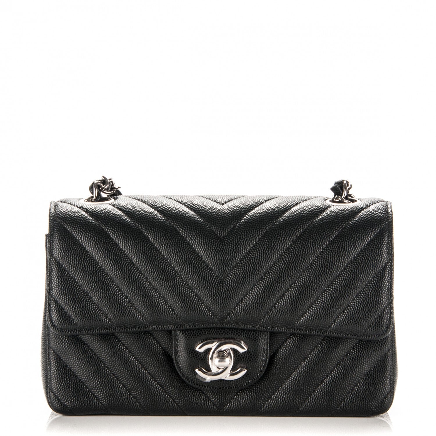 Chanel Caviar Chevron Quilted Mini Rectangular Flap Black 1 of 7