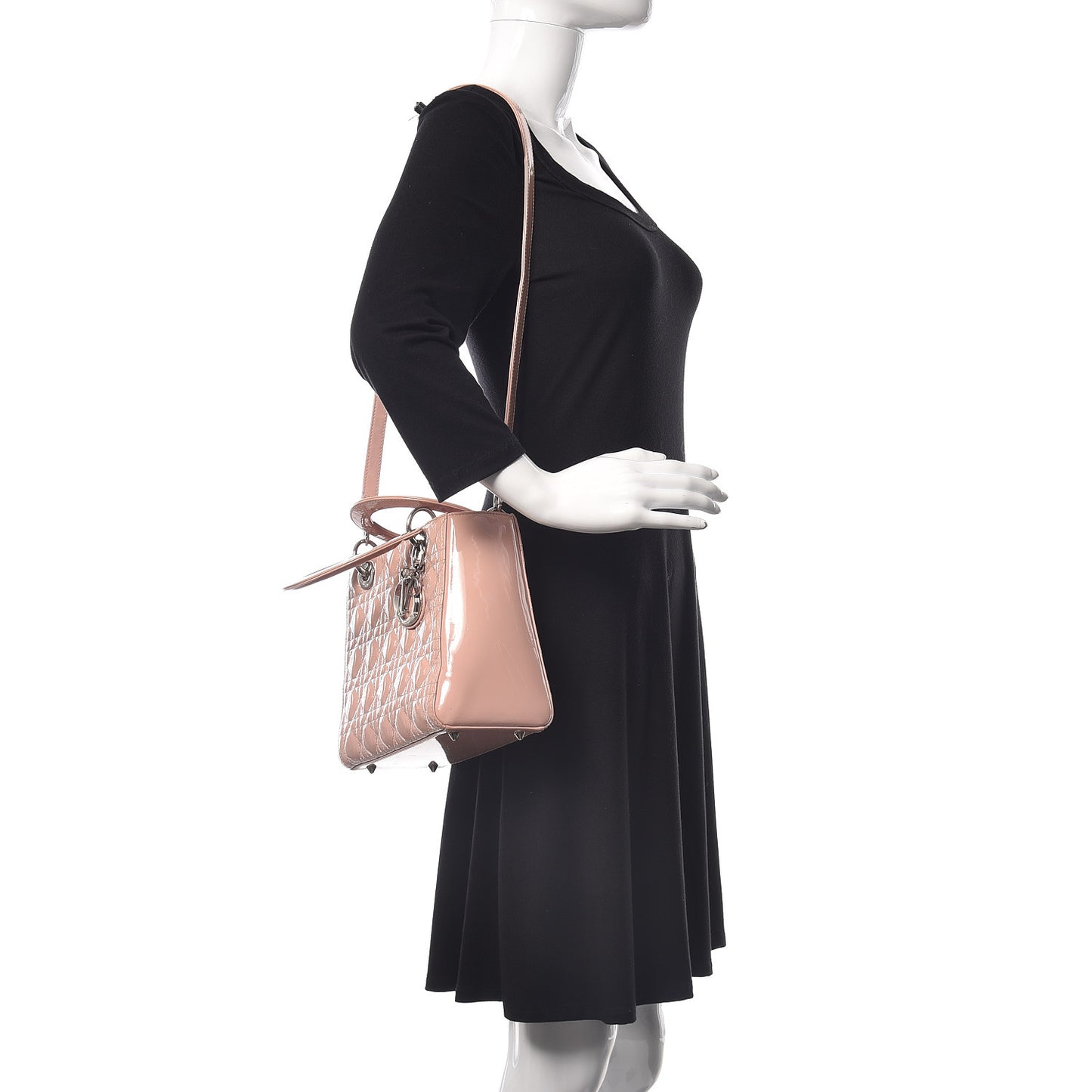 Patent Cannage Medium Lady Dior Rose Clair