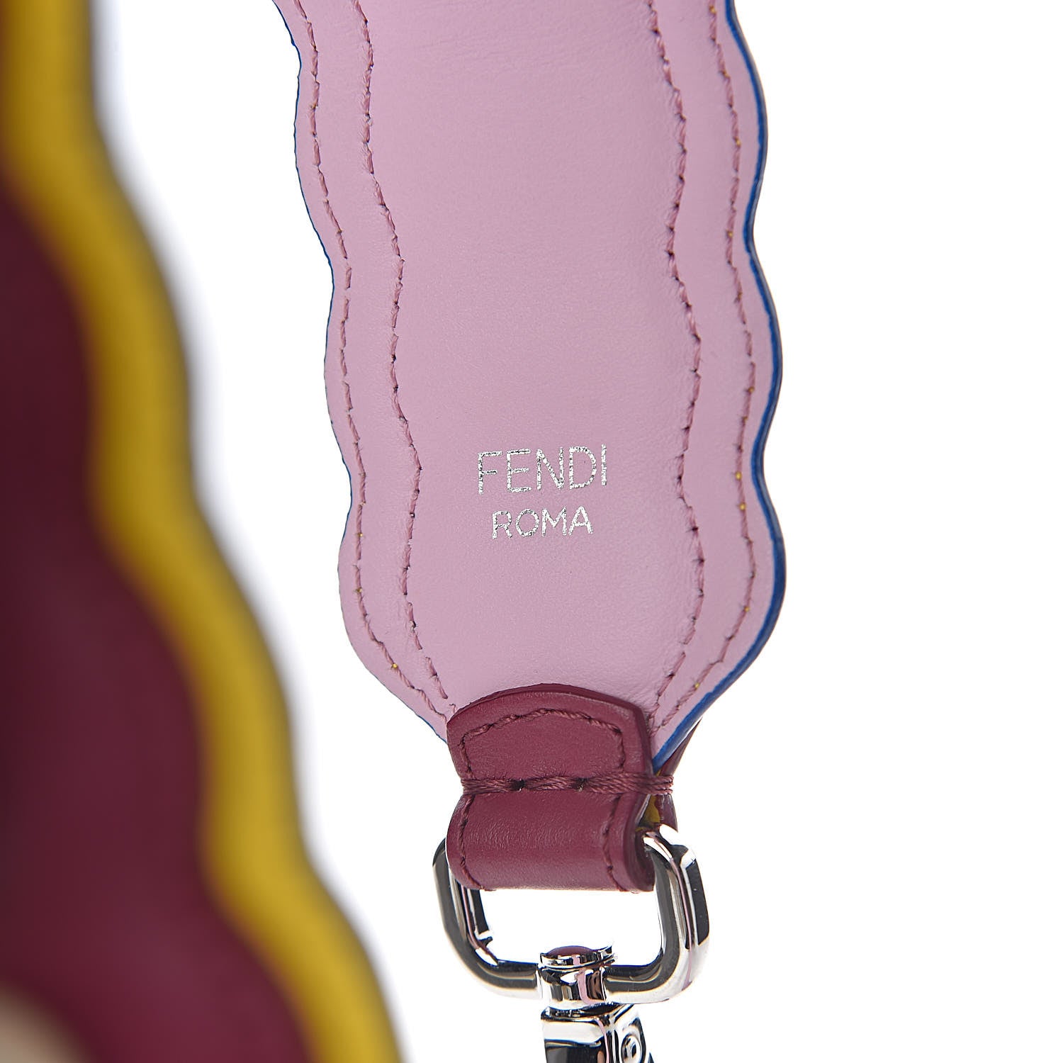 Fendi Vitello Century Pearl Tri-Color Scalloped Studded Strap You Black Cherry Limone Lavanda 3 of 5