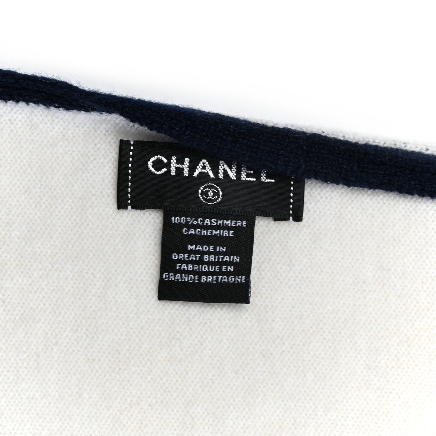 Cashmere CC Scarf Navy White
