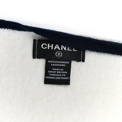 Chanel Cashmere CC Scarf Navy White 3 of 4
