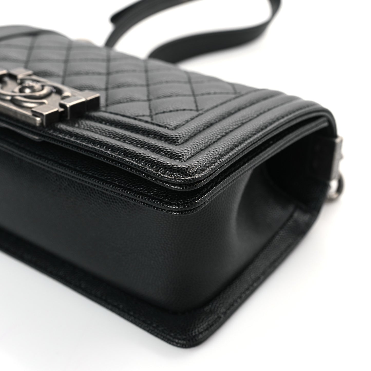 Caviar Quilted Small Boy Flap Black