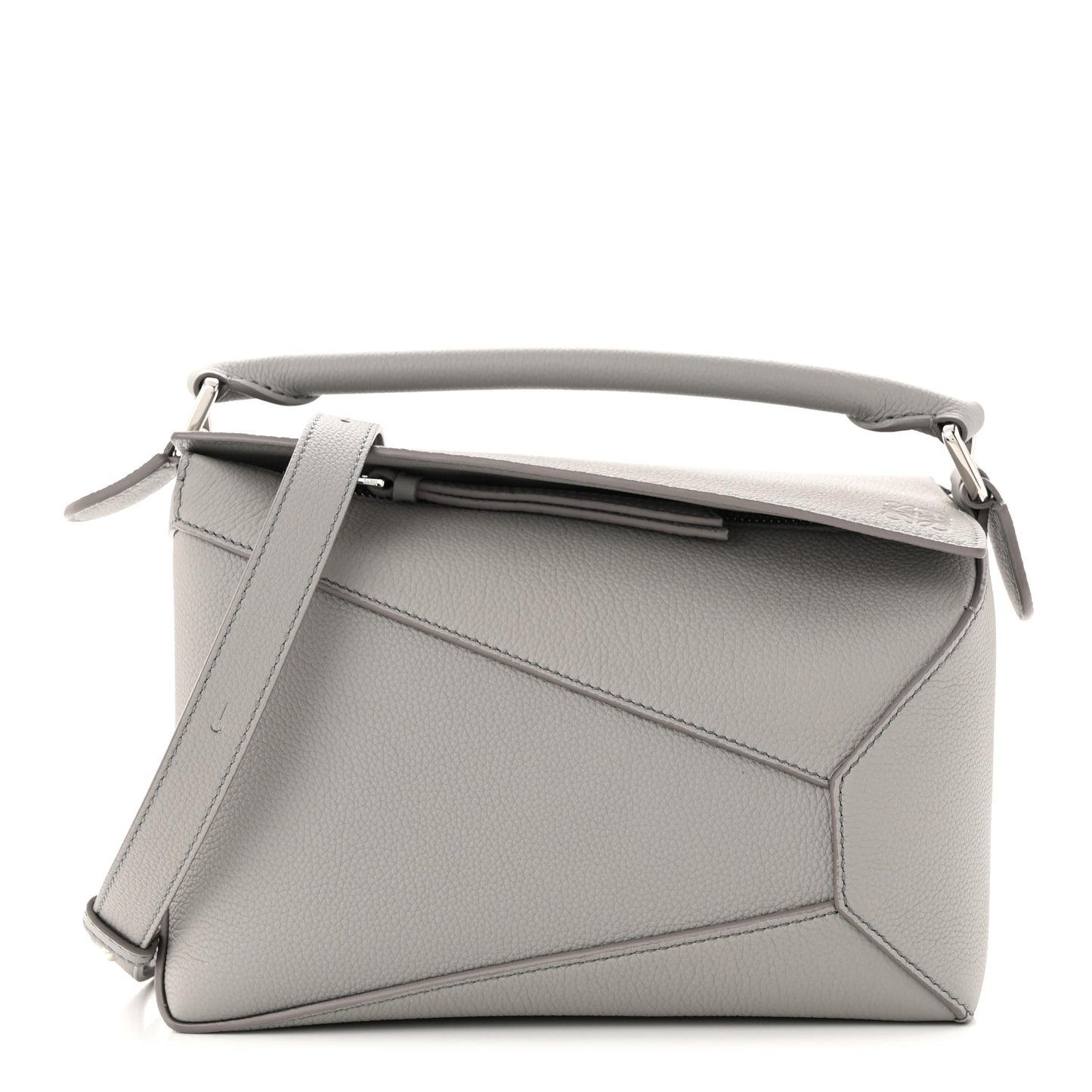 Calfskin Small Puzzle Edge Bag Pearl Grey