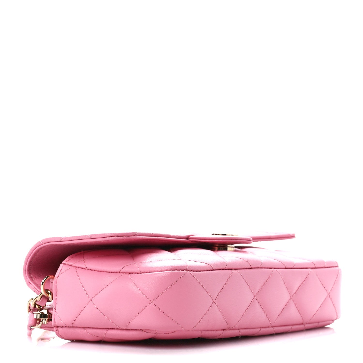 Chanel Lambskin Quilted Flap Phone Holder With Chain Pink 4 of 15
