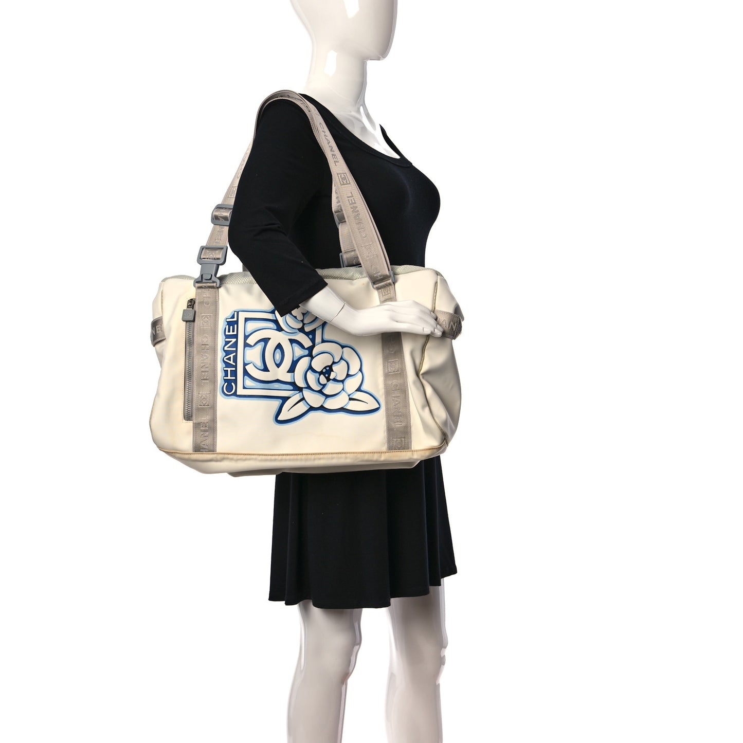 Nylon Mesh Camellia Duffle White Multicolor