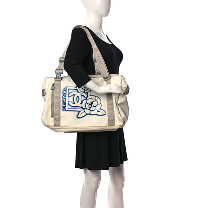 Chanel Nylon Mesh Camellia Duffle White Multicolor 2 of 12