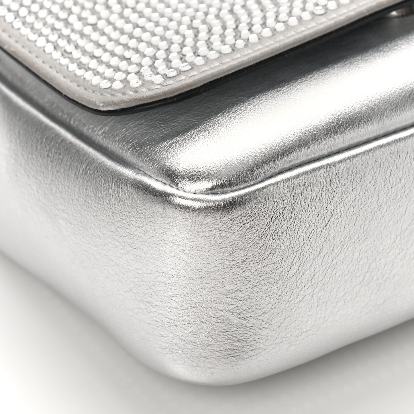 Palazzo Crystal Chain Evening Bag Silver