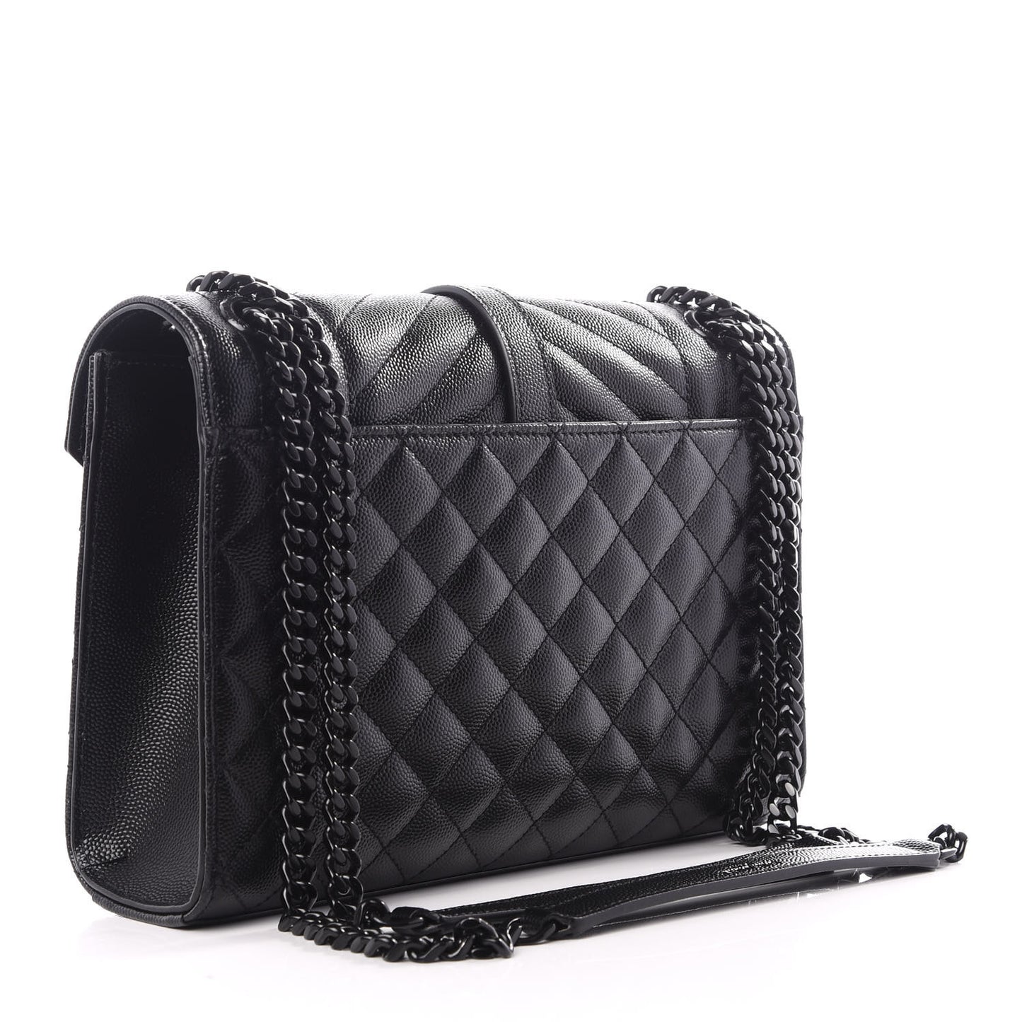 Grain De Poudre Textured Mixed Matelasse Triquilt Medium Monogram Satchel Black