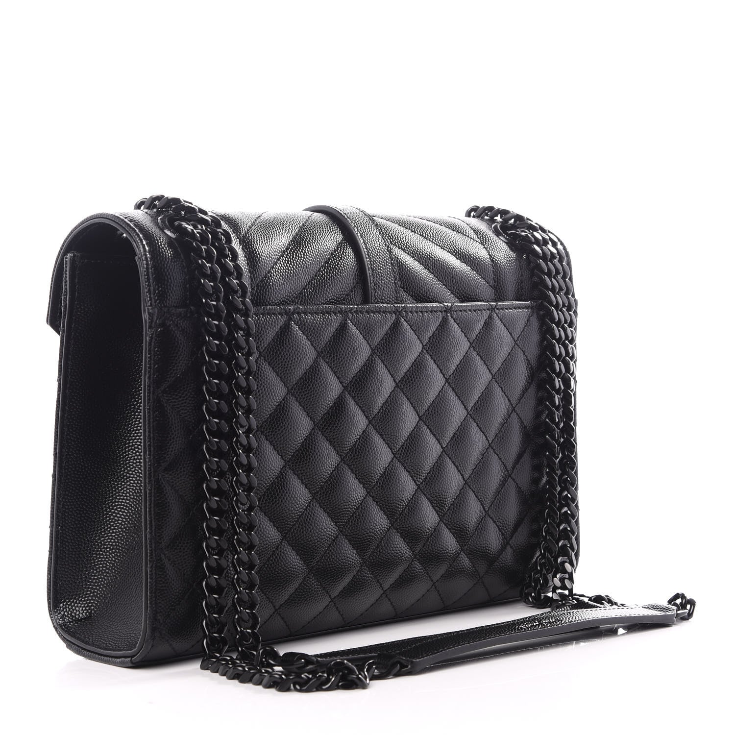 Saint Laurent Grain De Poudre Textured Mixed Matelasse Triquilt Medium Monogram Satchel Black 2 of 9