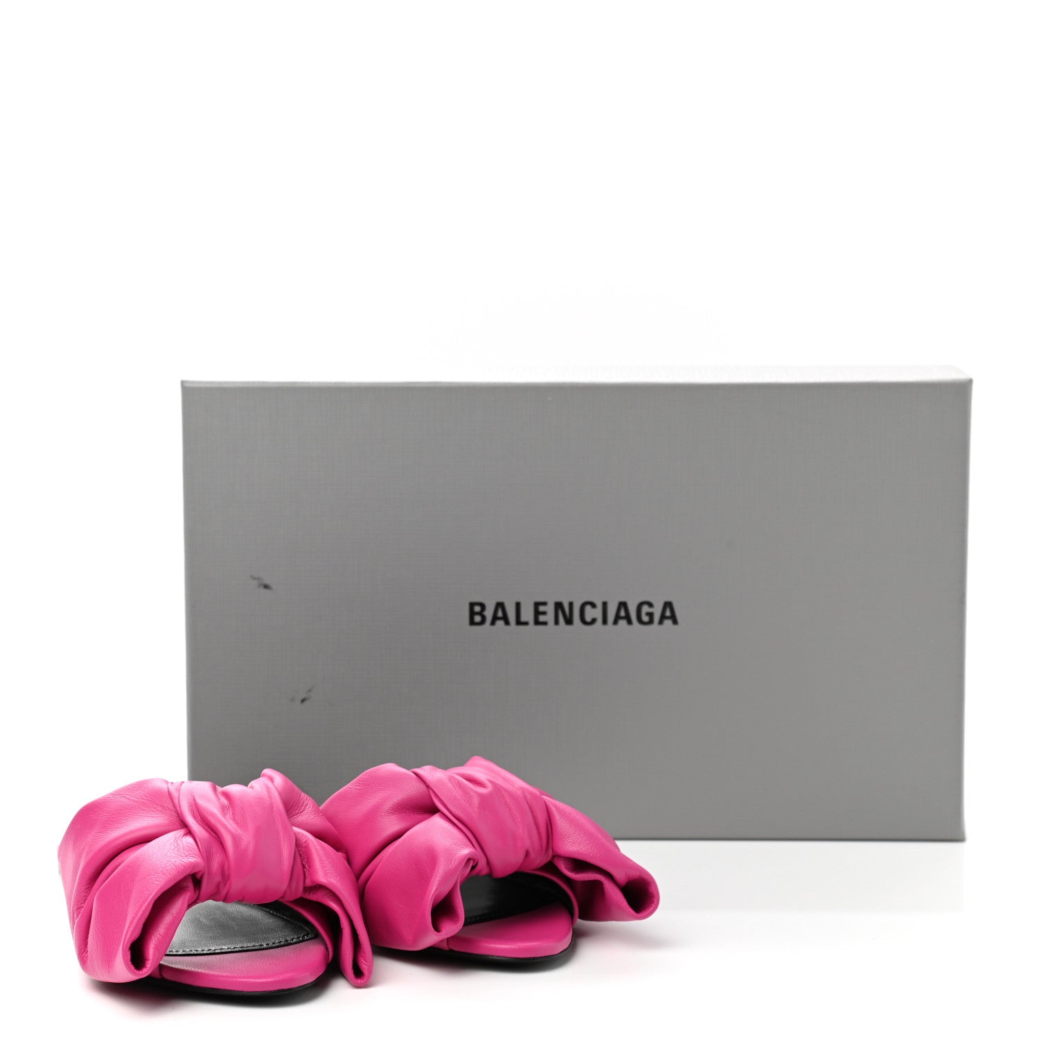 Balenciaga Soft Nappa Square Knife Bow Flat Slide Sandals 35 Magenta Pink 9 of 9