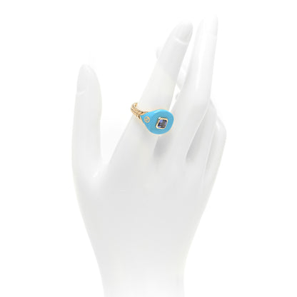 David Yurman 14K Yellow Gold Sterling Silver Enamel Tanzanite Pinky Ring 57 8 2 of 5