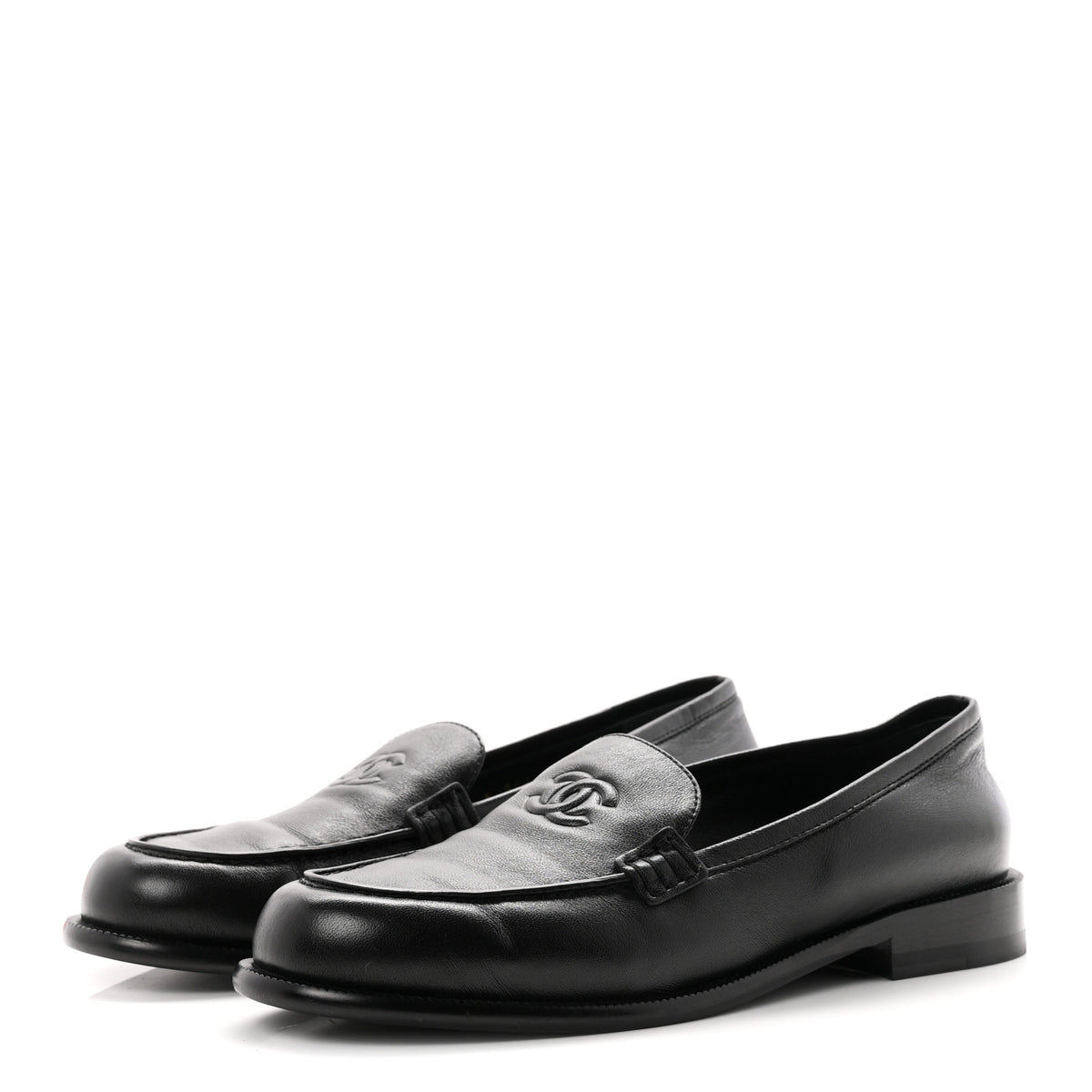 Lambskin CC Mocassin Loafers 38.5 Black