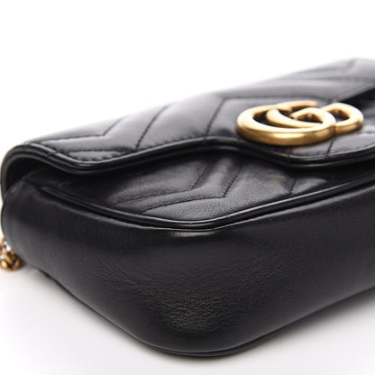 Gucci Calfskin Matelasse Super Mini GG Marmont Shoulder Bag Black 9 of 14