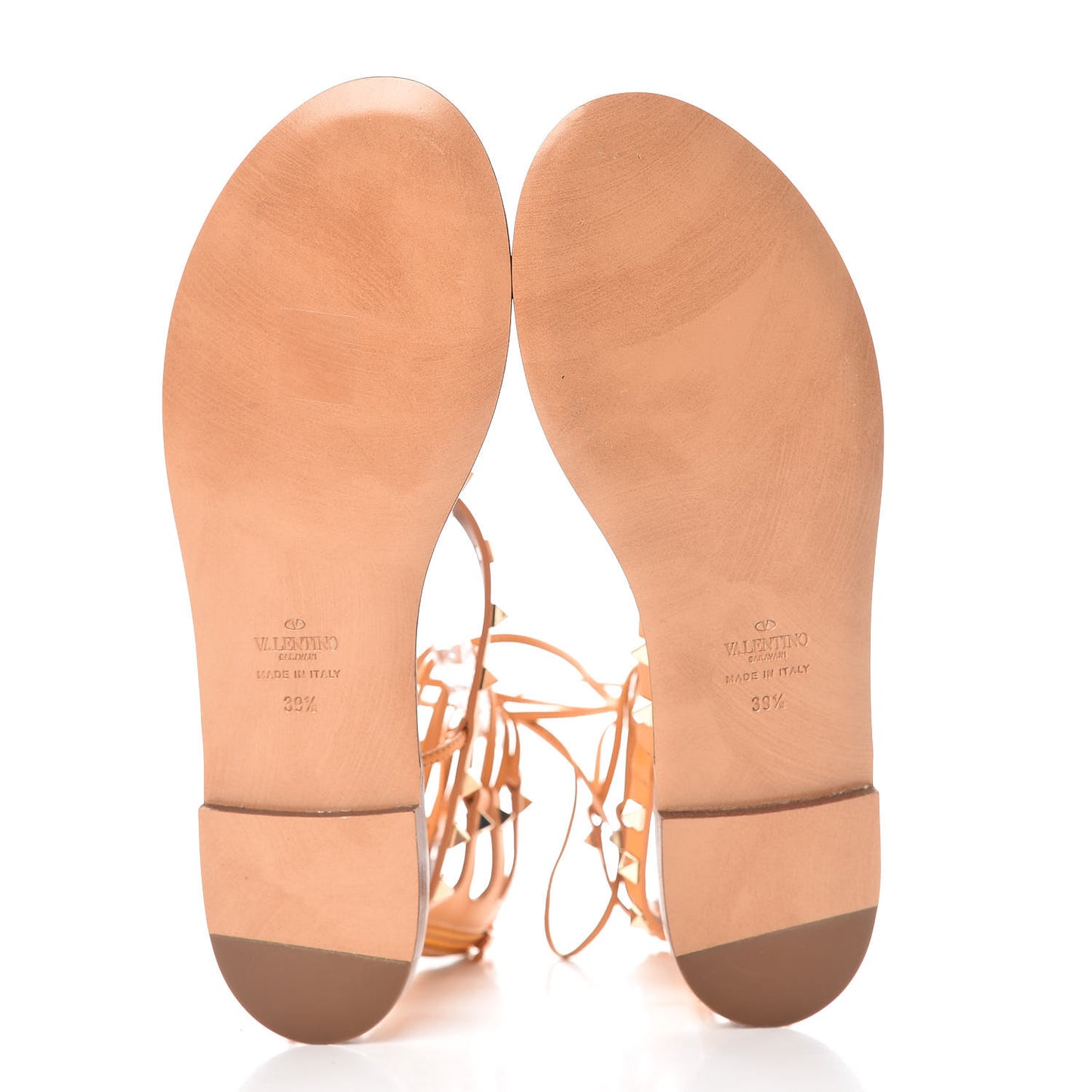 Calfskin Rockstud Gladiator Sandals 39.5 Orange