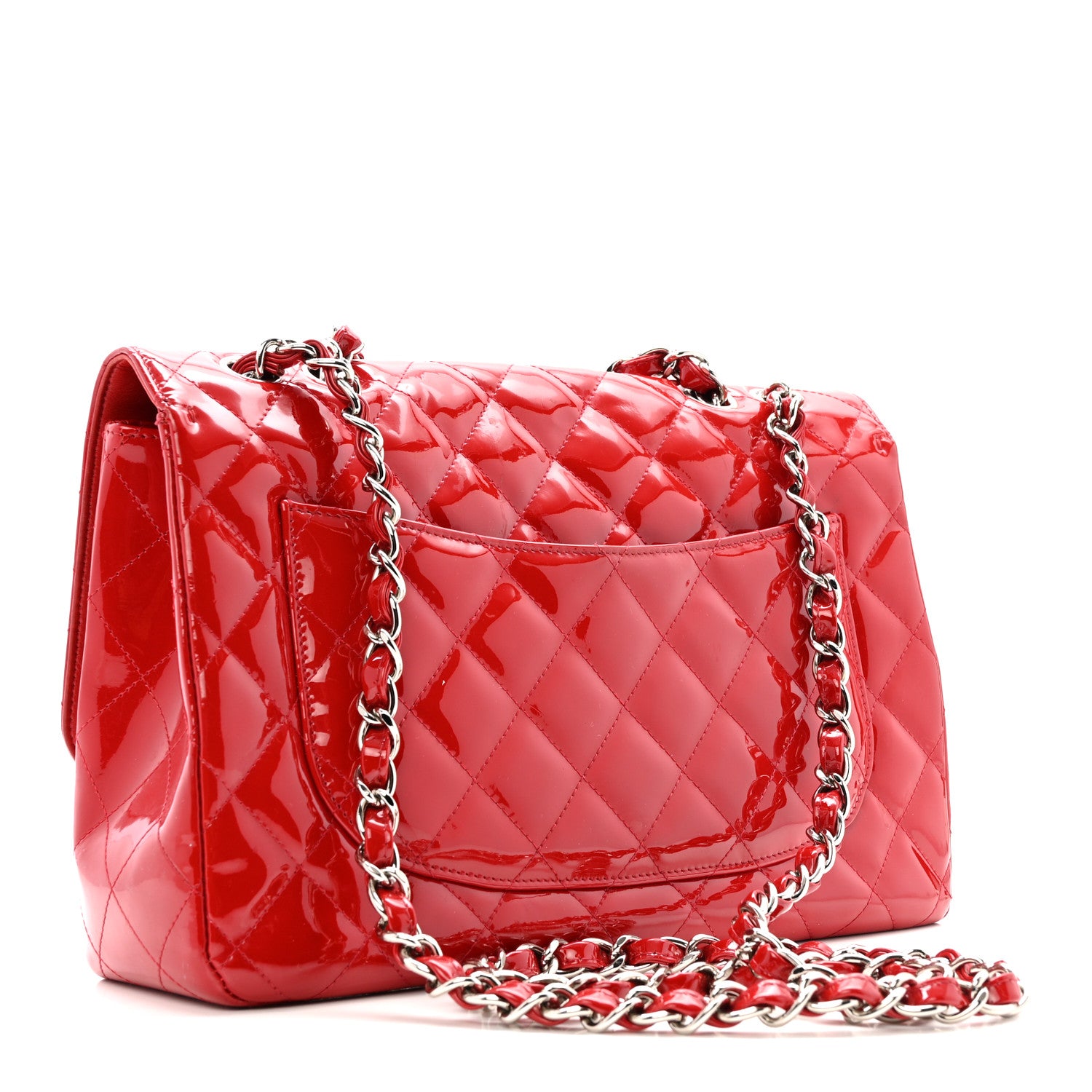 Chanel Patent Quilted Jumbo Single Flap Red 3 of 14