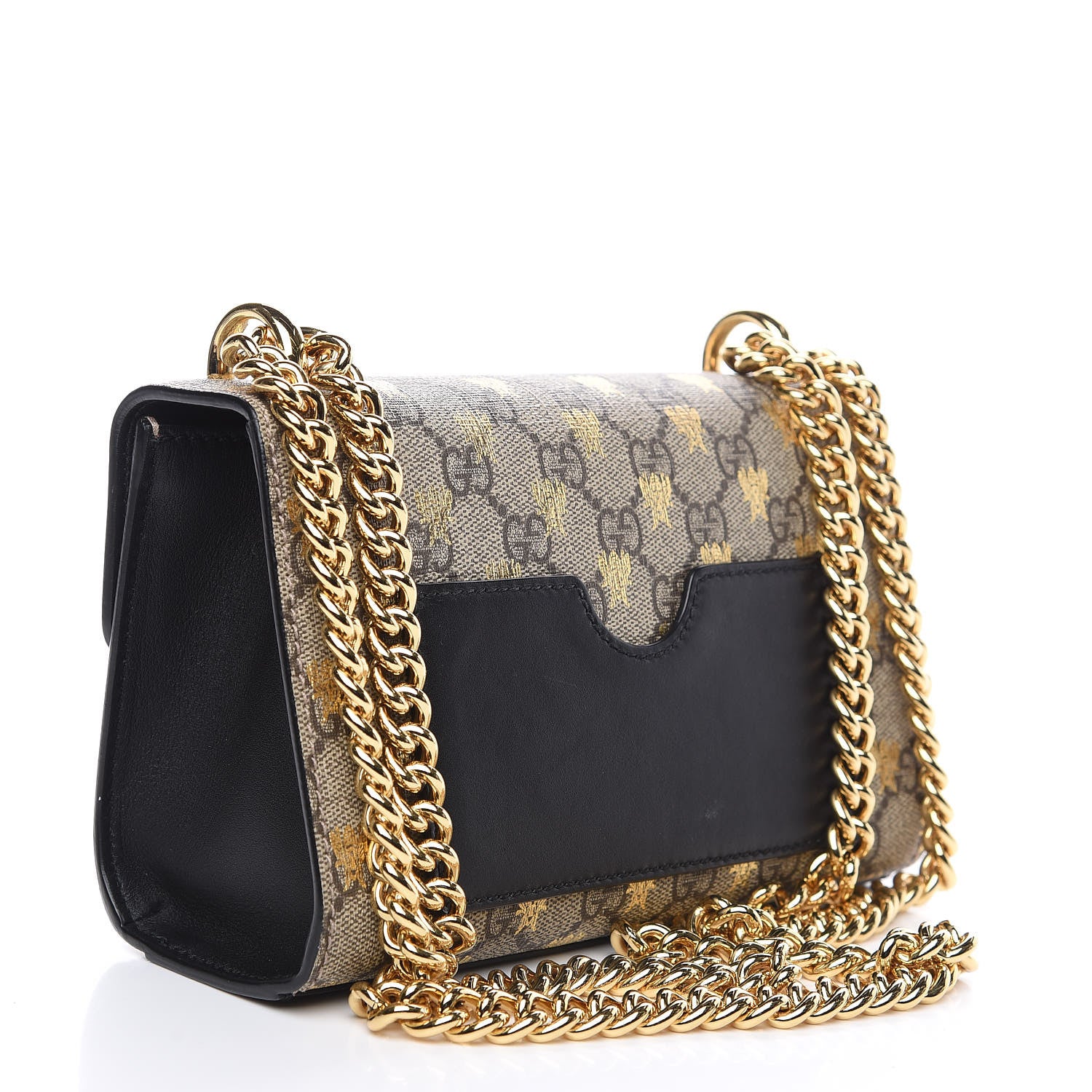 Gucci GG Supreme Monogram Bees Small Padlock Shoulder Bag Black 2 of 10