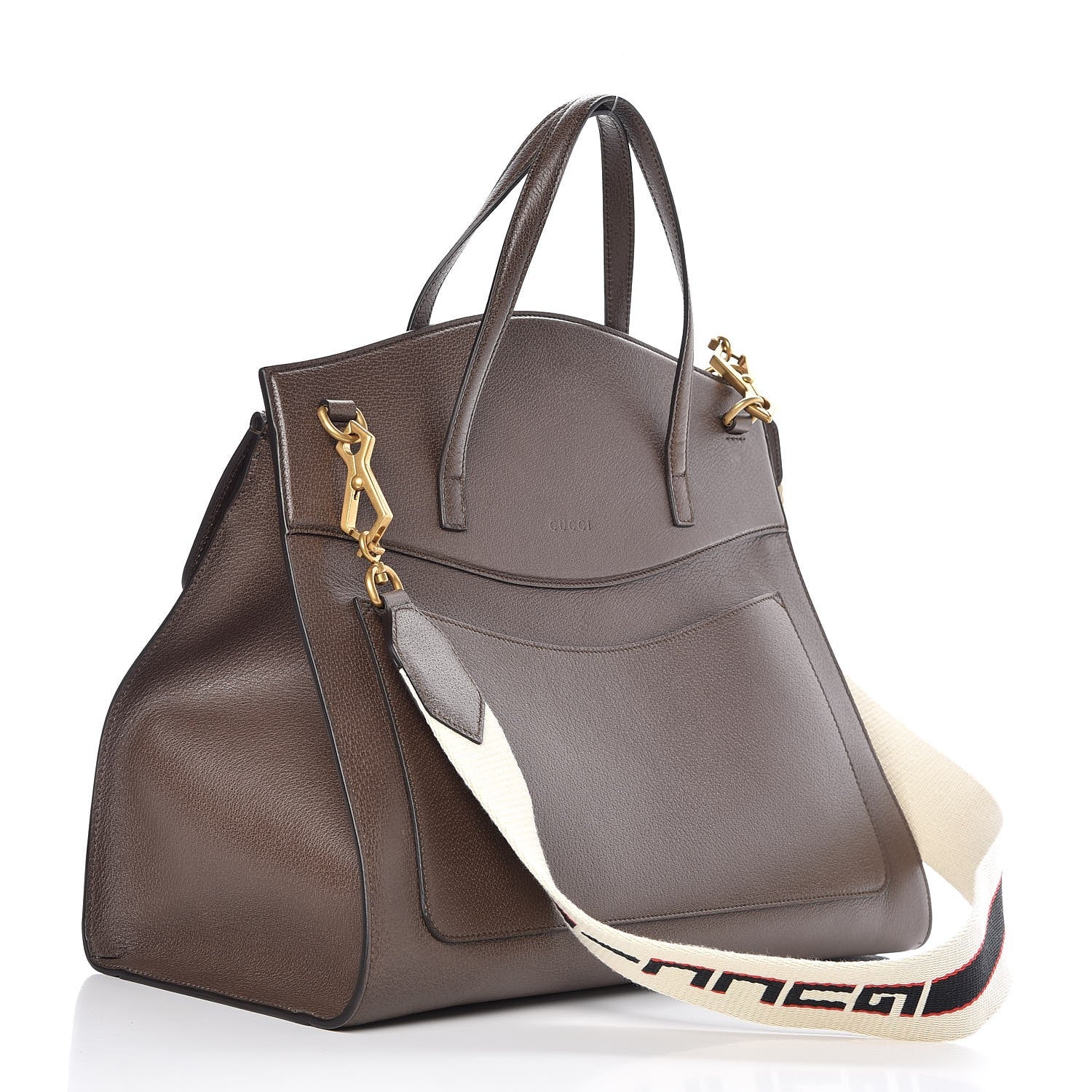 Gucci Textured Calfskin Web Crystal Butterfly Stripe Large Totem Top Handle Bag New Acero 4 of 10