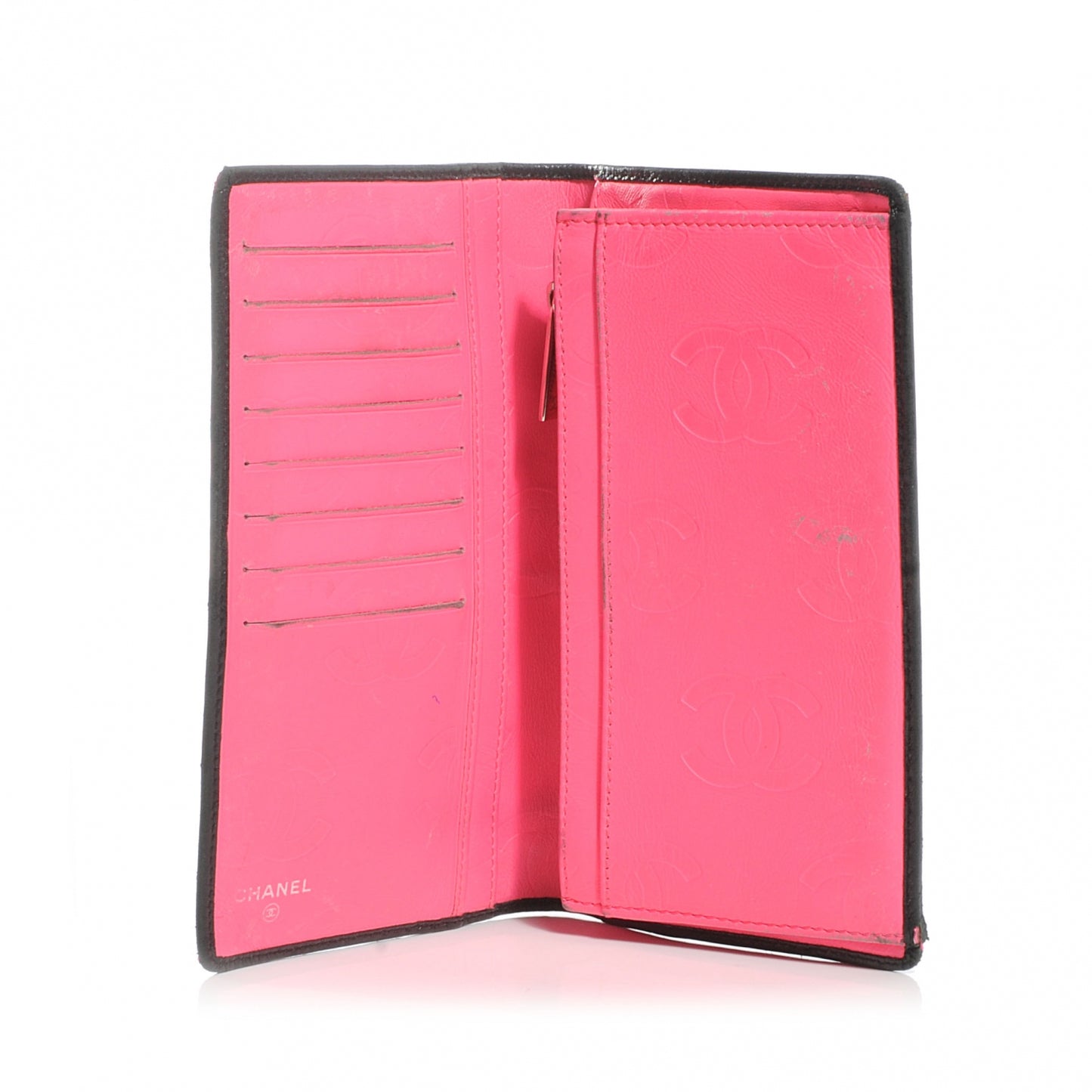 Calfskin Quilted Cambon Yen Wallet Black