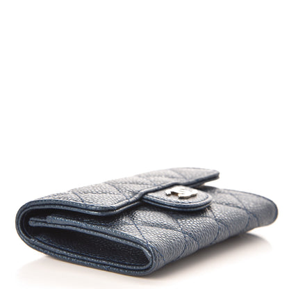 Chanel Metallic Caviar Quilted Card Holder Blue 4 of 10
