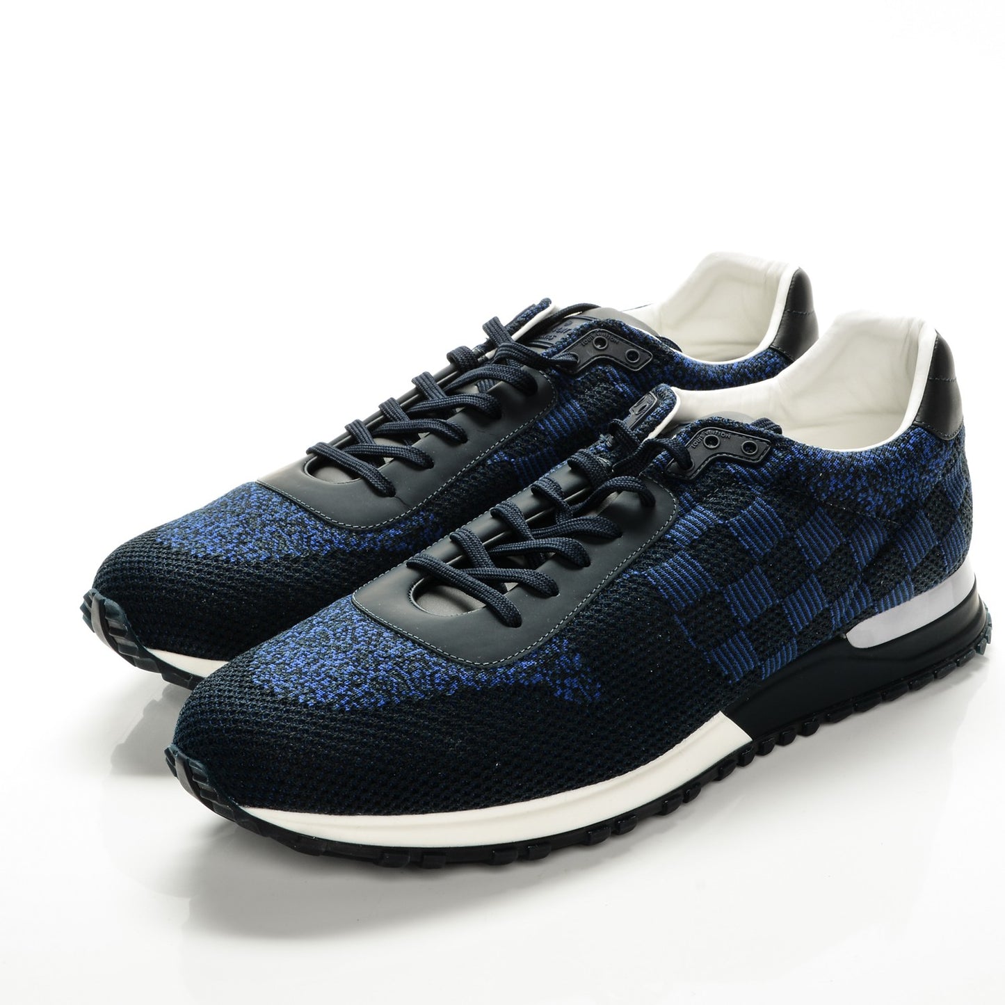 Calfskin Damier Run Away Sneakers 12 Pacific Blue