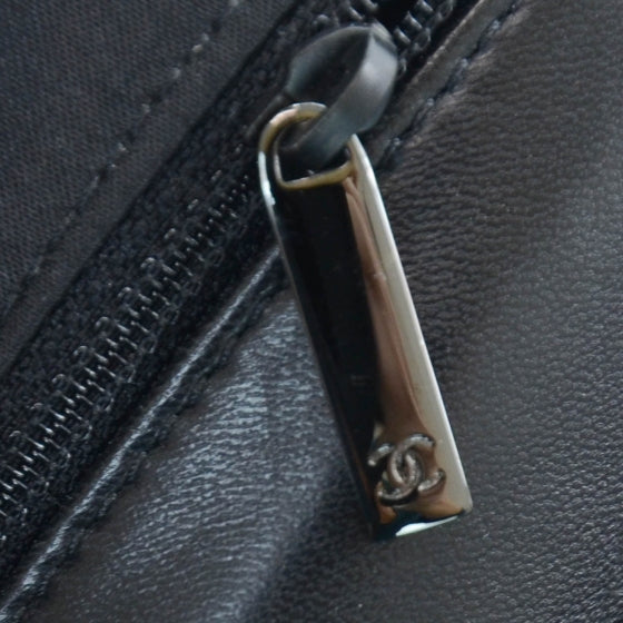 Lambskin Vertical Stitched Mini Flap Black