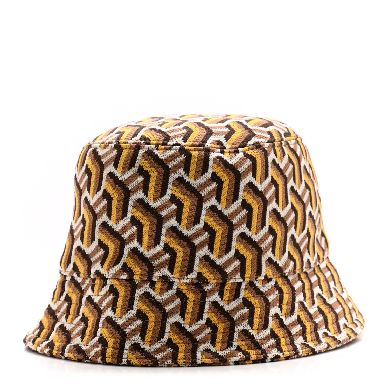 Prada Shetland Chevron Racing Logo Womens Bucket Hat S Brown Multicolor 1 of 8