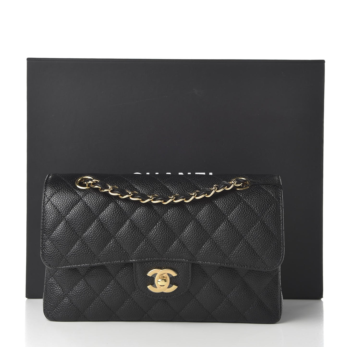 Caviar Quilted Small Double Flap Black