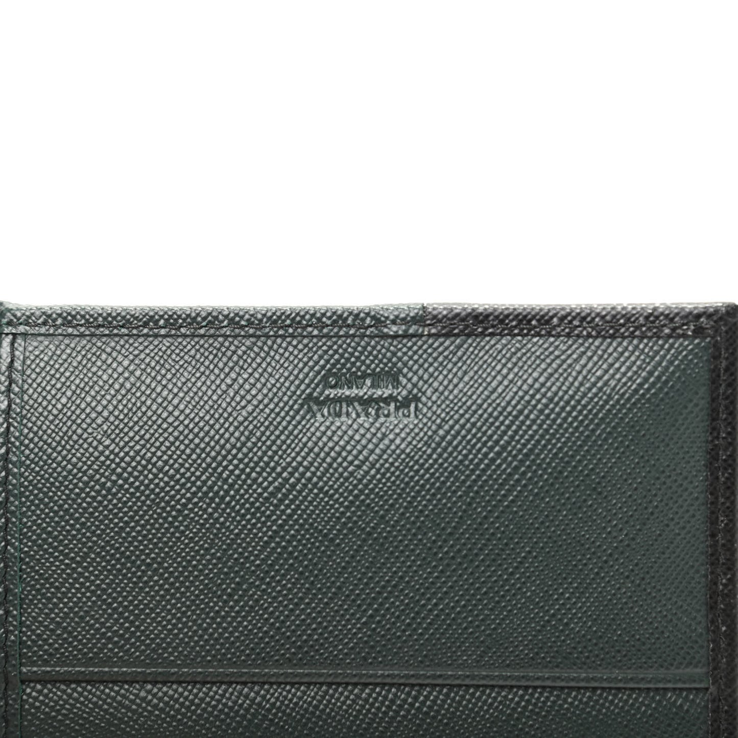 Saffiano Bi-Color Bi-Fold Wallet Smeraldo Black