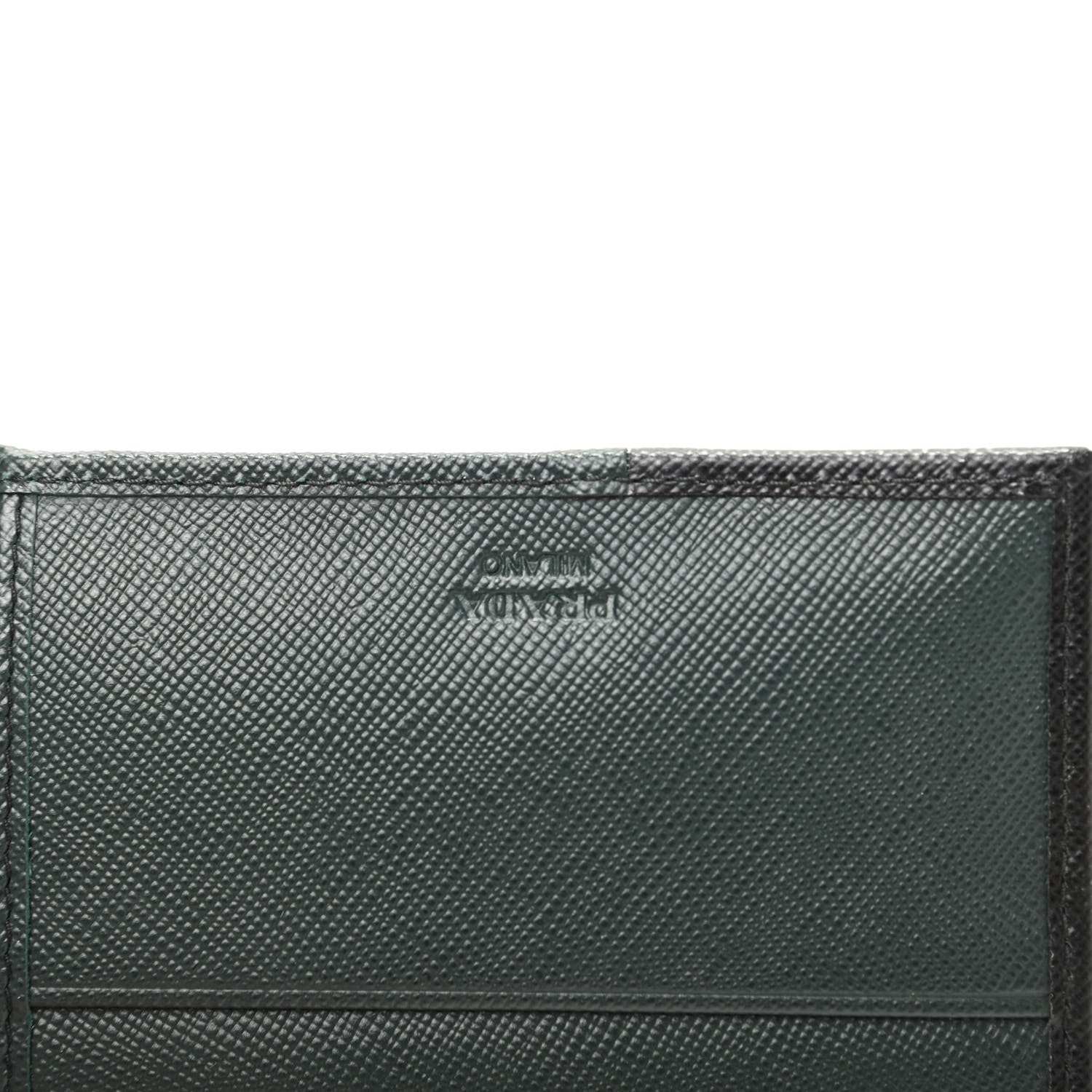 Prada Saffiano Bi-Color Bi-Fold Wallet Smeraldo Black 6 of 8