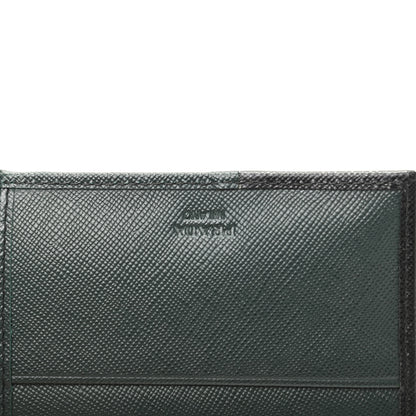 Prada Saffiano Bi-Color Bi-Fold Wallet Smeraldo Black 6 of 8