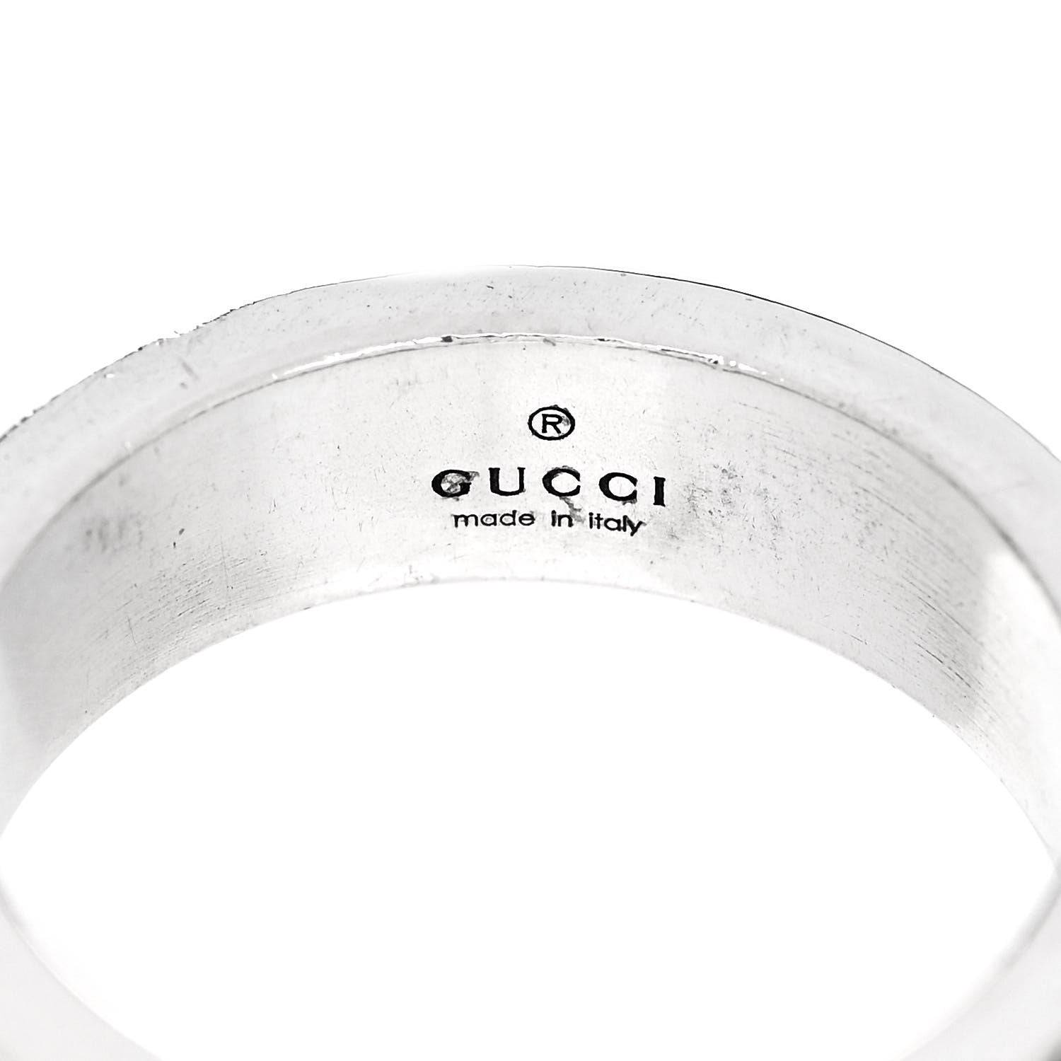 Gucci Sterling Silver Enamel Interlocking G Band Ring 58 8.25 4 of 7