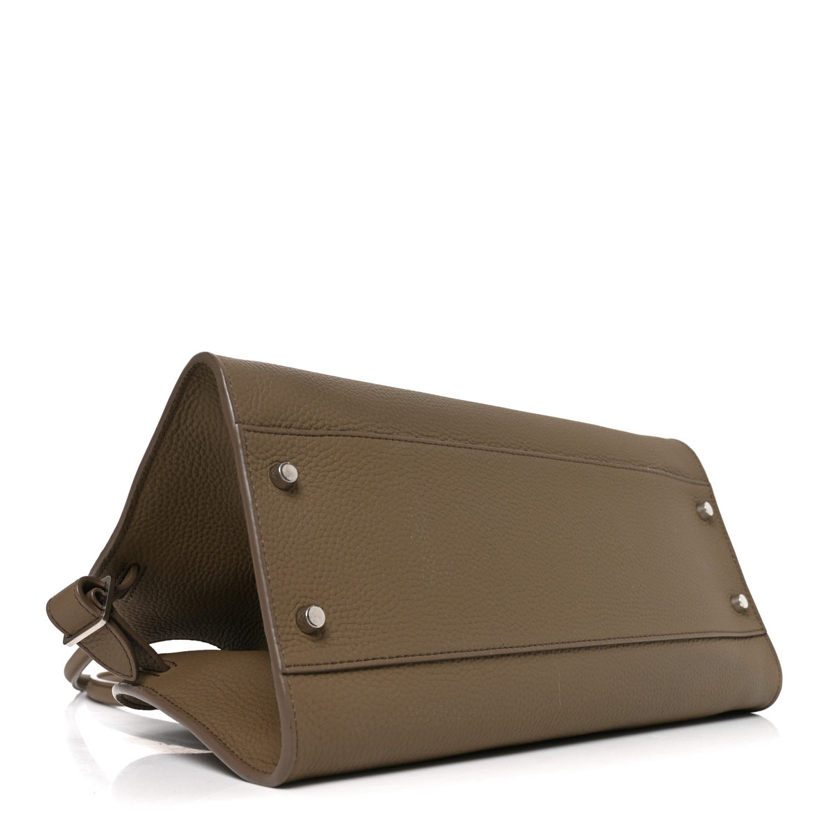 Matte Grained Calfskin Margaux Shoulder 12  Dark Taupe