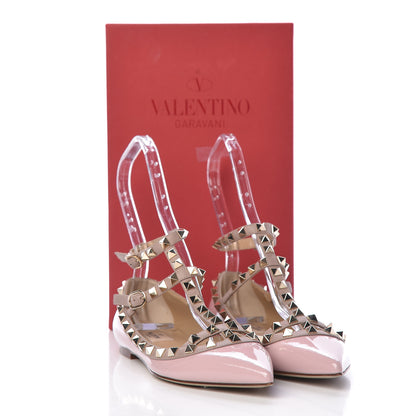 Valentino Garavani Patent Nappa Rockstud Cage Ballerina Flats 36 Cipria Poudre 8 of 8